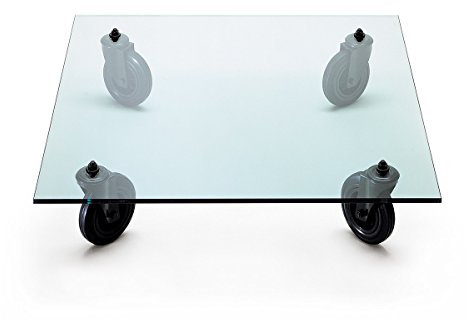 Fontana Arte Tavolo Con Ruote - Table Basse sur roulettes, Transparent Verre 100x100cm