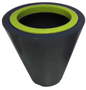 Green City Open XS Pot de Fleurs Rond + Anneau Résine/Plastique Anthracite/Vert Anis