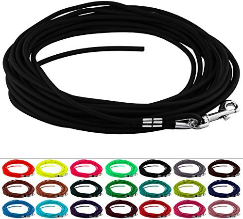 LENNIE Runde BioThane Schleppleine für Hunde ab 25kg, Ø 8mm, 10m lang, ohne Handschlaufe, Schwarz