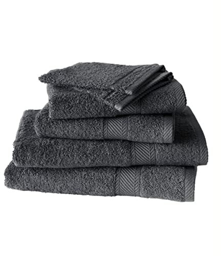 De Witte Lietaer 199815 Set de 2 Gants + 2 Serviettes 50 x 100 cm + 2 Draps de Douche 70 x 140 cm Coton Gris Foncé