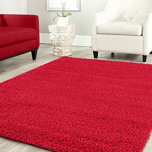 Shaggy Teppich Farbe Hochflor Langflor Teppiche Modern Uni Farben, Farbe:Rot, Maße:70x140 cm