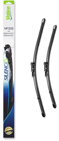 VALEO Silencio Wiper - VF332 - Kit of High Performance, Superior Road Visibility, Easy Installation Original Flat Blades 550mm/530mm - Front - Set of 2 Wiper Blades - 574387