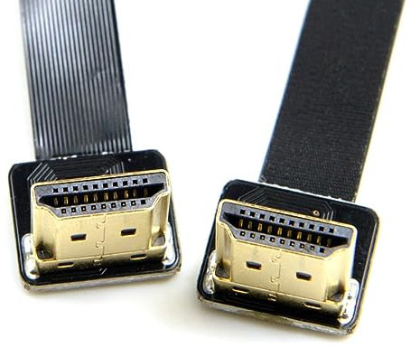 CY Câble double plat FPV HDMI coudé à 90° vers le haut Type A mâle vers FPC HDTV mâle 20 cm pour photographie aérienne avec drone multicopter