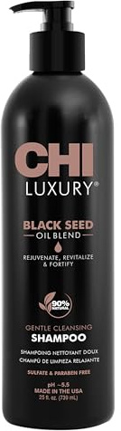 CHI Luxury Black Seed Oil Gentle Cleansing Shampoo for Healthy Hair and Scalp | Volumizing Strengthening Shampoo| Anit-oxidants, Paraben & Sulfate Free, 739 ml