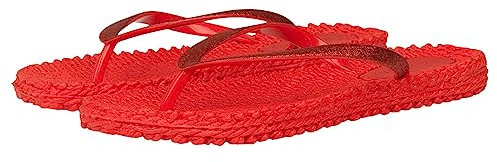 Ilse Jacobsen HORNBÆK | Cheerful01 | Damen Flip Flops mit Glitter | Dänische Design | Sommer Strand Zehentrenner | DEEP RED | 36 EU