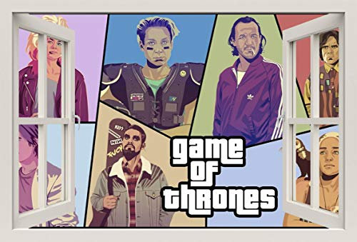 Unified Distribution Game of Thrones - GTA - Wandtattoo mit 3D Effekt, Aufkleber für Wände und Türen Größe: 92x61 cm, Stil: Fenster