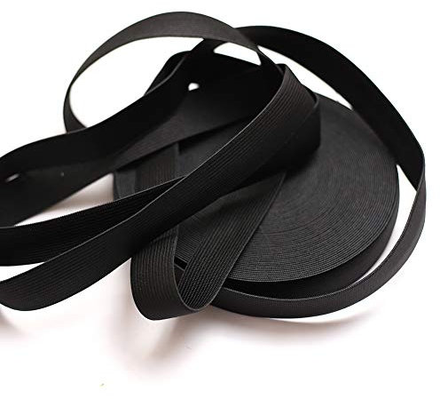 DAHI gummiband 20 meter Elastisches Band 2.5 breite Wäschegummi Gummizug Gummilitze (20meter/2.5cm schwarz)