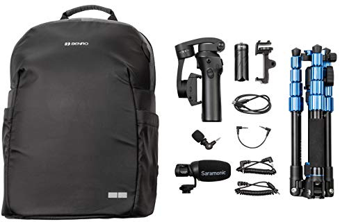 Roadieographer Audio/Video YouTube Facebook Instagram Content Creation Kit w/Backpack, Tripod, Phone Clamp, Gimbal, Saramonic Condenser Mic w/Cables - Ultimate Kit (ROADIEOGRAPHER3)