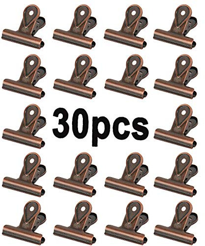 Rotes Kupfer 20mm kleine Bulldog Clips,Wassertropfenclip,30 Pack Metall Scharnier Clips Datei Papiergeld Binder Klemmen für Tags Taschen, Fotos dekorativer Clip, Büro und Küche zu Hause