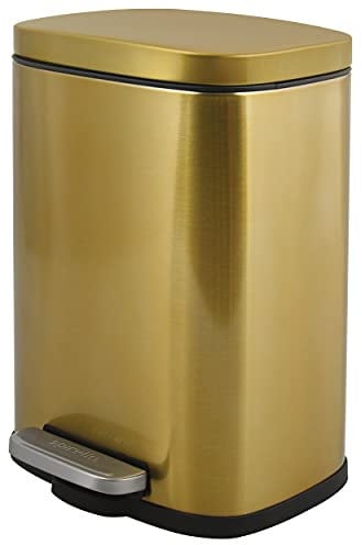 Spirella - Treteimer Akira aus Edelstahl - Soft-Close, Anti-Fingerprint-Beschichtung - 21,4 x 17,6 x 30 cm - 5L - Glänzend Gold