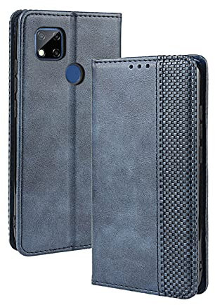 PEIYE Coque Cuir Étui pour Xiaomi Redmi 9C NFC/Redmi 9C Housse, Etui Portefeuille Case Cover, Fermeture Magnétique, Flip Béquille et Emplacements pour Cartes -Bleu