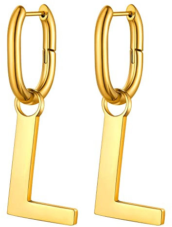 FOCALOOK Hängende Ohrringe Buchstabe L Ohrhänger für Damen, 316L Edelstahl Ohrringe in Gold, Ohrschmuck für Geliebte/Freundin/Tochter zum Geburtstag/Valentinstag/Weihnachten usw.