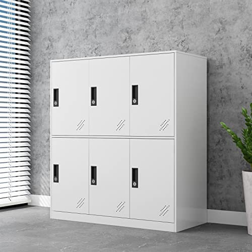 MECOLOR 6,9 Tür kleine Größe Metall Büro Schrank, Home Storage Schrank Manager, Schlafzimmer, Klassenzimmer und Schulschrank für Kinder Kinder Schüler blau braun und weiß Farbe Speicher Schrank