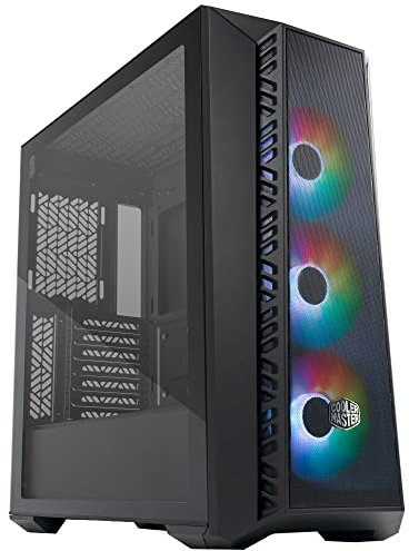 Cooler Master MasterBox 520 Mesh PC Case – Mid-Tower ATX Chassis with 3 x Pre-Installed Fans, Multiple Airflow Configurations, Mesh Front Panel & TG Side Panel, ARGB Controller Included - Black