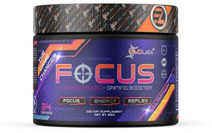 EVOLabs® Focus Gaming Booster, Leistungsstarker Gaming Booster mit Fruit-Punch Geschmack für mehr Fokus, Ausdauer und Reaktion, 221g der NEXT LEVEL GAMING BOOSTER FÜR GAMER