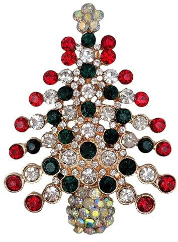 GFM® Weihnachtsbaum-Brosche mit funkelnden Strasssteinen (Brch-Chris-Tree-A)