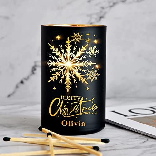 Personalised Scented Candles Gifts for Women Rose English Pear Amber Freesia Custom Gift Scented Candle Coconut Wax Candle Christmas Candles Gift for Her Him 40 H Burn Time(Design1)