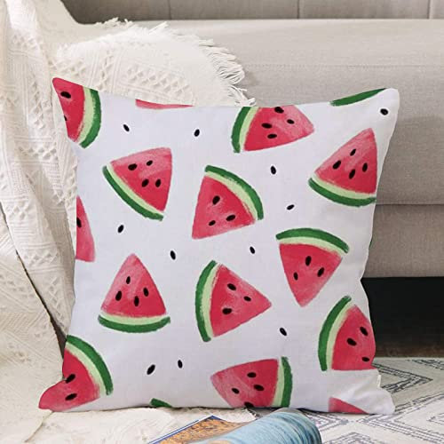 Kissenbezug 45x45 cm,Buntes Muster Wassermelonen Scheiben Essen Trinken Grüne Frucht Malere,Outdoor Kissen Kissenbezüge Kissenhülle Sofa Kissen dekokissen Zierkissen für Wohnzimmer Garten deko draußen
