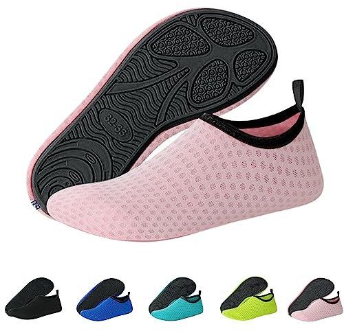 Sfit Badeschuhe Damen Wasserschuhe Kinder Schwimmschuhe rutschfest Aquaschuhe Leicht Barfussschuhe Schnelltrocknend Strandschuhe Breathable Gr.22-45(Rosa,36/37 EU)