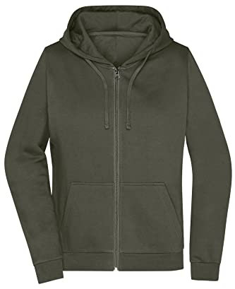James & Nicholson Damen Basic Kapuzen-Sweatjacke - Leicht taillierte Sweatjacke mit Kapuze | Farbe: Dark-Grey | Grösse: XS