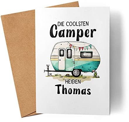 Kiddle-Design Die coolsten Camper heißen Karte personalisiert mit Wunschnamen Wohnwagen Wohnmobil Vatertag Geburtstagskarte