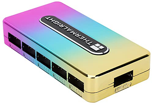 Thermalright ARGB HUB Controller Rev.A - Alimentatore SATA usato, supporta 10 gruppi di ventole ARGB, controller ventola PC a 10 porte a 3 pin per illuminazione ARGB, hub ventola ARGB 5V (controller