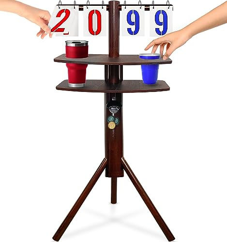 Swooc Games - Cornhole Score Keeper & Other Yard Games - Weather Resistant - Cornhole Scoreboard with Drink Holder & Bottle Opener & Magnetic Cap Catch - Cornhole Accessories - Corn Hole Score Boards