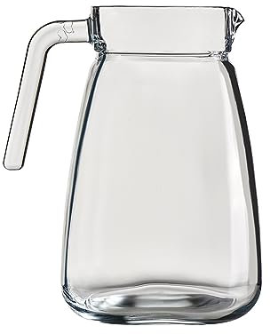 Jarra de cristal grande – 1 L, tarro de agua, tarro de jugo, jarra de té helado, tarro de bebida para verano, jarra de vidrio de limonada, diseño elegante, uso versátil