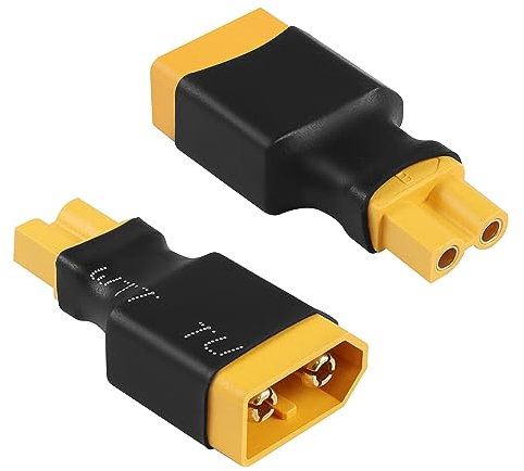 QIANRENON XT30 Buchse auf XT60 Stecker RC Modell Akku Aufladen Konvertierung Stecker XT60 auf XT30 Lithium Akku ESC Adapter, für Modellflugzeug Drohne RC Auto Spielzeug Quadcopter, 2Pcs