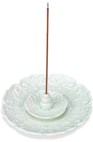 WEWAYSMILE Porte-Encens Lotus Ceramics, Porte-Encens Lotus Stick, avec Attrape-Cendres Détachable pour Accessoires Décoration Parfum Maison Yoga Bureau à Domicile(Blanc)