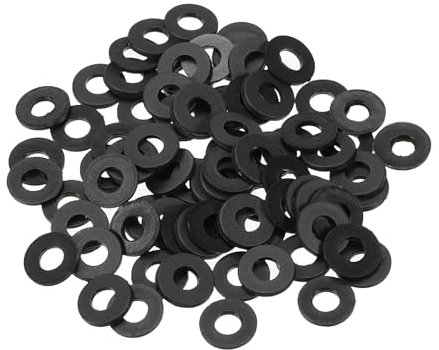 PATIKIL M4 Arandela Plana de Nylon, 150Pcs Arandela Plana de Plástico Redondo Juntas Toricas Sellado Espaciador para Tubería Manguera Sujetador Perno, 4x9x1mm (ID*OD*Gorsor), Negro