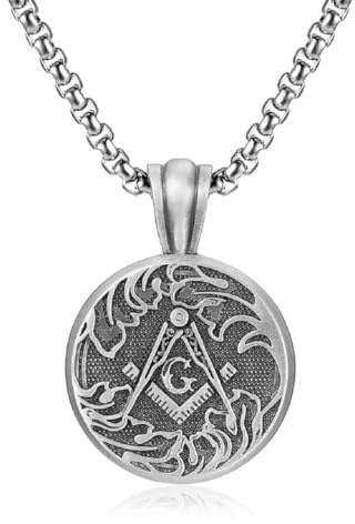 Freimaurer-Medaillen-Anhänger, Kompass-Freimaurer-Halskette Für Männer, Freimaurer-Halskette Aus Reinem Zinn, Punk-Freimaurer-Symbol-Schmuck, Vintage-Meister-Freimaurer-Medaillen-Anhänger-Halskette