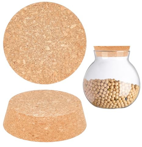 AHANDMAKER Lot de 2 grands bouchons coniques en liège - En bois - Pour bocaux Mason, bouteilles en verre et céramique, 10,8 x 2,5 cm - Diamètre de la base : 8,5 cm