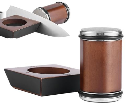 MNBVH Walnut Cut Sharpener With Industrial Diamond For Any Hardness Of Steel Knives - Professional Kitchen Knife Sharpening Kit With Four Grinding Angles Of 15°, 18°, 20° & 22°