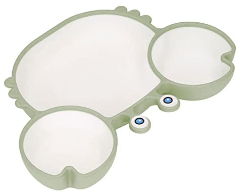 Assiettes à ventouse en silicone en forme de crabe avec base à ventouse, facile à ramasser et à salir - Repas pour bébés et tout-petits (vert)