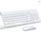 TopMate Ensemble Clavier et Souris sans Fil Ultra-Mince, 2.4G Silent Compact Clavier de Souris 2400DPI Pleine Taille, Clavier avec Couvercle, Piles 2 AA et AAA, pour PC/Laptop/Windows/Mac - Blanc