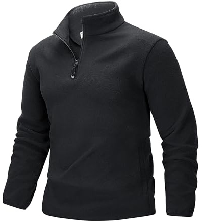 33,000ft Herren Fleecepullover Half-Zip Fleece Pullover mit 2 Taschen | Warm, Microfleece, Leicht, Stretch, Hoher Kragen, Outdoor-Sweatshirt, für Wandern & Freizeit