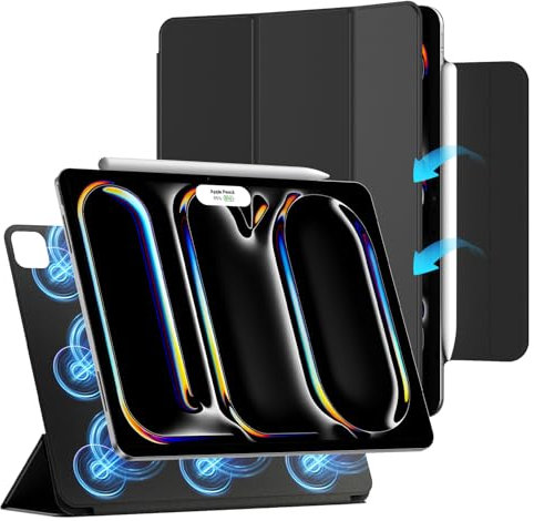 ZtotopCases Hülle für iPad Pro 11 Zoll 2024, Leistungsstarke Magnetische, Ultradünne, Leichte Schutzhülle mit Klappbarem Ständer und Auto Schlaf-/Weckfunktion, Schwarz