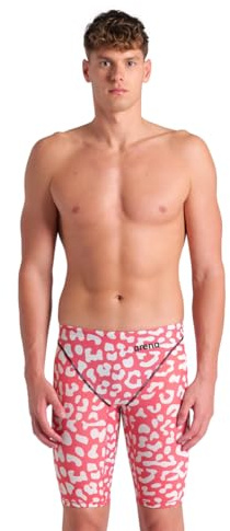 Arena Men's Racing Jammer Powerskin St Next Knee Length Tech Swim Suit Trunks, Leopard Skin Geranium, 30