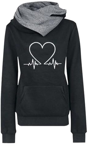 Uwdiohq Damen-Hoodie, lässiger Slim-Fit-Hoodie, bedruckter Love Plus -Pullover-Hoodie Maritime Kleidung Damen Hoodies Teenager Mädchen Trend Christmas Pullover Woman Meine Bestellungen Sale