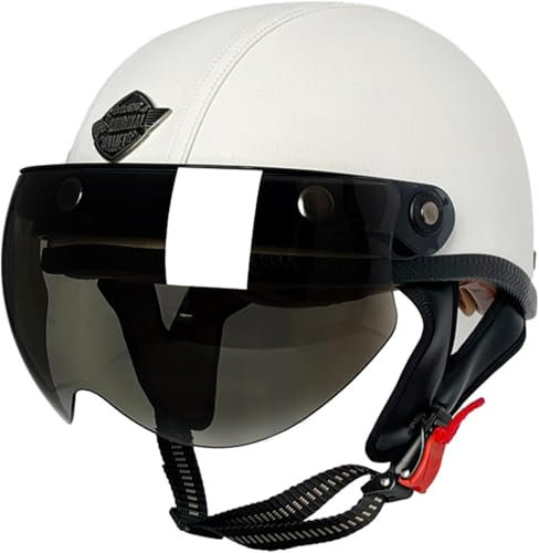 Halbschalenhelm Motorradhelm Helm Mit ECE-Zulassung, Motorradhelm Für Erwachsene, Mountainbikehelm MTB-Helm Rollerhelm Reithelm Mit Visier Für Damen Und Herren Jethelme(8,XXL:63-64cm)