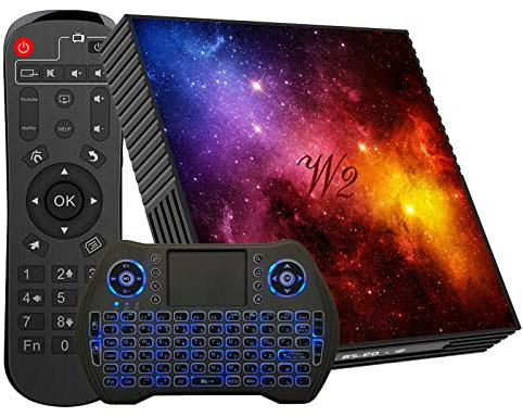 Android TV Boxes 4GB RAM 128GB ROM Smart Set Top Box Builtin 2.4G/5G WiFi Bluetooth 4.2, Media Player Support 4K 3D UHD Videos, with Mini Wireless Keyboard