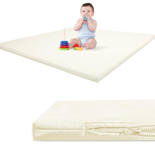 122x122x3.6cm Baby Spielmatte für Kleinen, Extra Dicke 3.6cm, Superweiche Bodenmatte aus veganem Leder schafft einen sicheren Spielbereich - eine schöne Spielmatte, die gut in jedes Spielzimmer passt