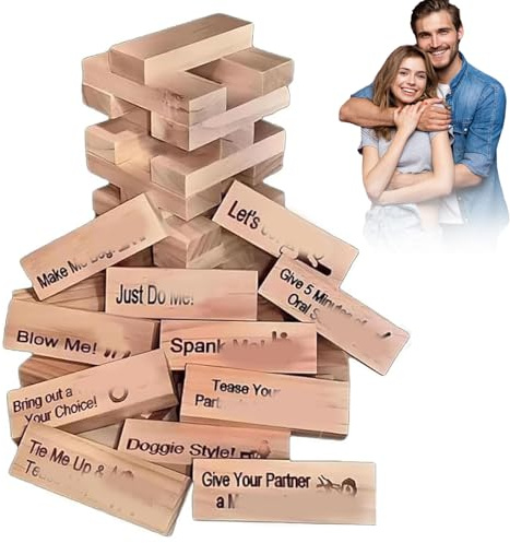 XUDUOO Giochi di coppia Lust Tumbling Tower Games per adulti, 48 pezzi gioco cattivo in legno, divertimento per feste al coperto, blocchi impilabili per San Valentino, regali per adulti gioco notturno