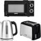 Geepas 2 Slice Bread Toaster, 1.7L Illuminating Electric Kettle & 20L 700W Solo Manual Microwave Oven Combo Set | 750W Toaster, 7 Level Browning Control, 2200W Stainless Steel Cordless Jug Kettle