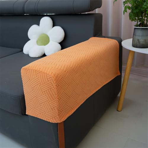 Hearda Sofa Armrest Protectors 2/4/6PCS/Set, Modern Stretch Fit Armrest Covers Chair Non-Slip Long Couch Arm Protector, Sofa Arm Caps Slipcovers for Armchairs, Sofas (Orange,Set of 6)