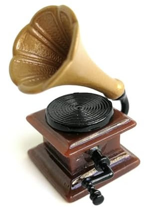 ifundom Vassoio girevole fittizio grammofono mini casa fonografo decorazione microscena ornamento foto accessori mini casa decorazione mini fonografo modello in miniatura fonografo modello