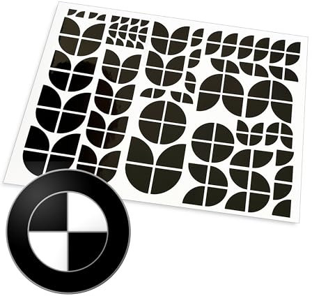 Aufkleber passend für BMW Zeichen Emblem am Auto oder Motorrad 130 tlg. (schwarz matt)