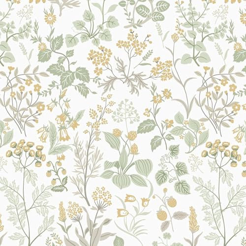 Yomshi Peel and Stick Floral Leaf Wallpaper Orange Vinyl Film 44x600cm Waterproof Self Adhesive Wallpaper Sticky Back Plastic for Living Room, Bedroom