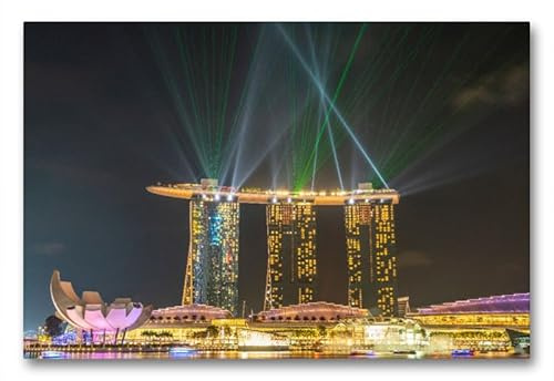 CALVENDO Leinwand · Marina Bay Sands | 90 × 60 cm quer · Textil-Leinwand auf Keilrahmen · CALVENDO Leinwand